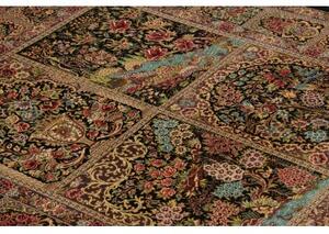 Tappeto Ghom Seta Patchwork Nero Multicolore 100x149 Cm