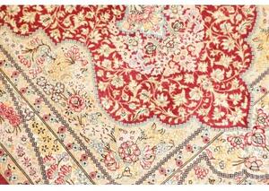 Tappeto Ghom Seta Medaglione Floreale Rosso Beige 74x118 Cm
