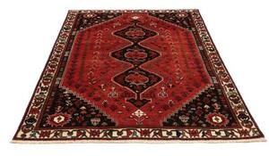 Tappeto Shiraz Stilizzato Rosso Nero 163x253 Cm