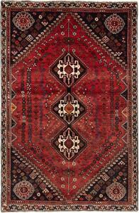 Tappeto Shiraz Stilizzato Rosso Nero 172x267 Cm