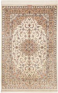 Tappeto Ghom Seta Medaglione Floreale Avorio Beige 130x197 Cm
