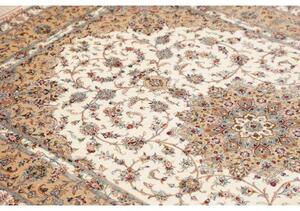 Tappeto Ghom Seta Medaglione Floreale Avorio Beige 130x197 Cm