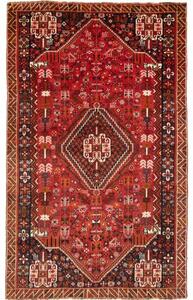 Tappeto Shiraz Fine Stilizzato Rosso Marrone Scuro 158x257 Cm