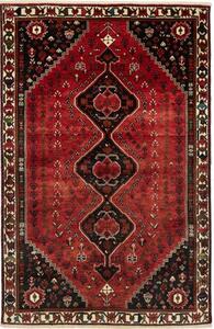 Tappeto Shiraz Stilizzato Rosso Nero 163x253 Cm