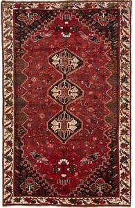 Tappeto Shiraz Fine Geometrico Rosso Scuro Nero 167x268 Cm