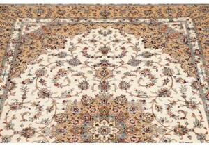 Tappeto Ghom Seta Medaglione Floreale Avorio Beige 130x197 Cm