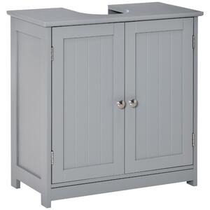 Kleankin Mobile bagno sottolavabo - mobile sottolavabo - mobile 2 ante con ripiano 60L x 30P x 60A cm - in legno Grigio