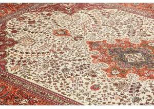 Tappeto Tabriz Medaglione Floreale Avorio Rosso Mattone 203x292 Cm