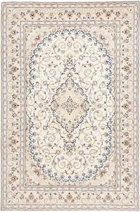 Tappeto Kashan Medaglione Floreale Avorio Blu Cobalto 198x295 Cm
