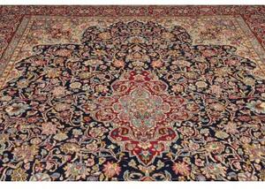 Tappeto Kerman Medaglione Floreale Blu Scuro Rosso 298x400 Cm