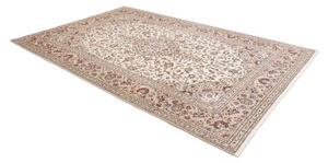 Tappeto Kashan Medaglione Floreale Avorio Blu Scuro 202x308 Cm