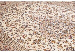 Tappeto Kashan Medaglione Floreale Avorio Blu Scuro 202x308 Cm