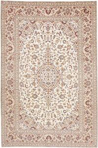 Tappeto Kashan Medaglione Floreale Avorio Blu Scuro 202x308 Cm