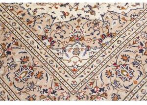 Tappeto Kashan Medaglione Floreale Avorio Blu Scuro 202x308 Cm