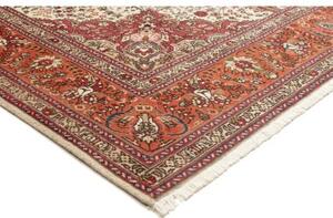 Tappeto Tabriz Medaglione Floreale Avorio Rosso Mattone 203x292 Cm
