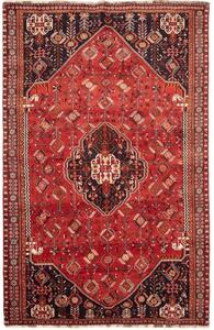 Tappeto Shiraz Fine Stilizzato Rosso Blu Notte 160x255 Cm