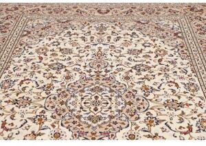 Tappeto Kashan Medaglione Floreale Avorio Blu Scuro 202x308 Cm
