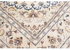 Tappeto Kashan Medaglione Floreale Avorio Blu Cobalto 198x295 Cm