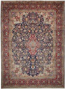 Tappeto Kerman Medaglione Floreale Blu Scuro Rosso 298x400 Cm