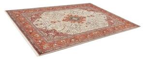 Tappeto Tabriz Medaglione Floreale Avorio Rosso Mattone 203x292 Cm