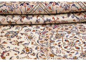 Tappeto Kashan Medaglione Floreale Avorio Blu Scuro 202x308 Cm