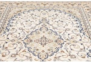 Tappeto Kashan Medaglione Floreale Avorio Blu Cobalto 198x295 Cm