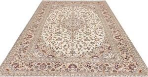 Tappeto Kashan Medaglione Floreale Avorio Blu Scuro 202x308 Cm