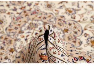 Tappeto Kashan Medaglione Floreale Avorio Blu Scuro 202x308 Cm