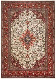 Tappeto Tabriz Medaglione Floreale Avorio Rosso Mattone 203x292 Cm
