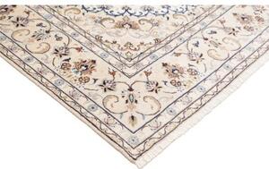 Tappeto Kashan Medaglione Floreale Avorio Blu Cobalto 198x295 Cm