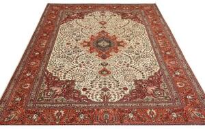 Tappeto Tabriz Medaglione Floreale Avorio Rosso Mattone 203x292 Cm
