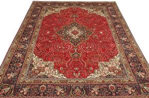 Tappeto Tabriz Medaglione Floreale Rosso Blu Scuro 200x296 Cm