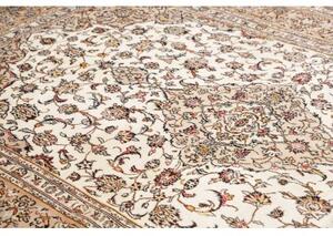 Tappeto Kashan Medaglione Floreale Avorio Beige 198x312 Cm