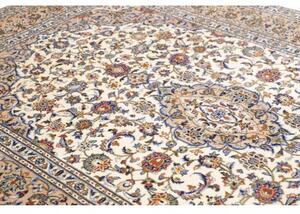 Tappeto Kashan Medaglione Floreale Avorio Blu 198x300 Cm