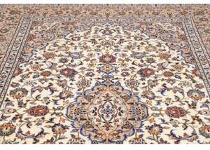 Tappeto Kashan Medaglione Floreale Avorio Blu 198x300 Cm