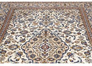 Tappeto Kashan Medaglione Floreale Avorio Blu 200x293 Cm