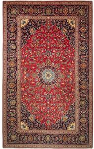 Tappeto Ardakan Medaglione Floreale Rosso Blu Scuro 196x327 Cm