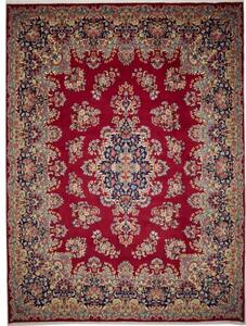Tappeto Kerman Medaglione Floreale Rosso Blu 306x407 Cm
