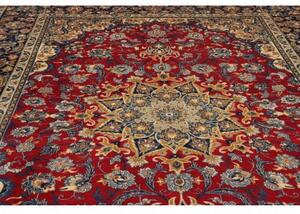 Tappeto Nadjafabad Medaglione Floreale Rosso Blu Scuro 300x390 Cm