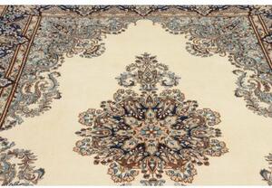 Tappeto Kerman Medaglione Floreale Avorio Blu 225x328 Cm