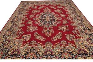 Tappeto Kerman Medaglione Floreale Rosso Blu 306x407 Cm