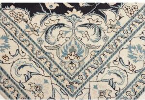 Tappeto Nain Kashmar Medaglione Floreale Blu Notte Avorio 206x252 Cm