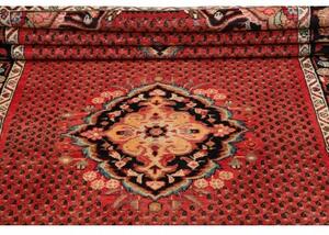 Tappeto Hamadan Stilizzato Rosso Nero Corsia 135x416 Cm