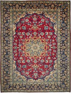 Tappeto Nadjafabad Medaglione Floreale Rosso Blu Scuro 300x390 Cm