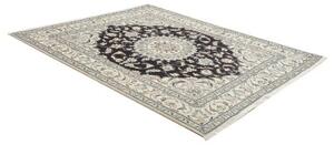 Tappeto Nain Kashmar Medaglione Floreale Blu Notte Avorio 206x252 Cm