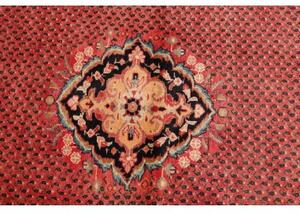 Tappeto Hamadan Stilizzato Rosso Nero Corsia 135x416 Cm