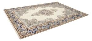 Tappeto Kerman Medaglione Floreale Avorio Blu 225x328 Cm