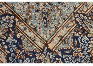 Tappeto Kerman Medaglione Floreale Avorio Blu 225x328 Cm