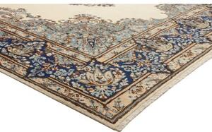 Tappeto Kerman Medaglione Floreale Avorio Blu 225x328 Cm