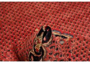 Tappeto Hamadan Stilizzato Rosso Nero Corsia 135x416 Cm
